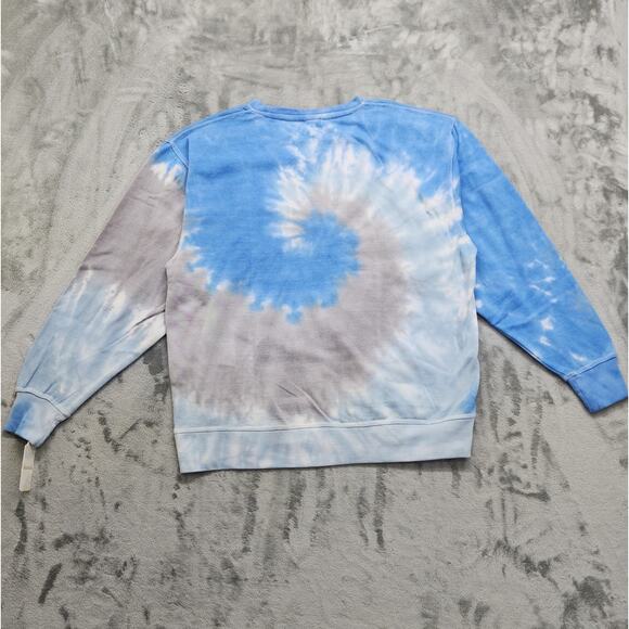 NEW Dreamsicle Sweatshirt Womens L Blue Taupe Sky Tie Dye BEE HAPPY OREGON State - Picture 3 of 12